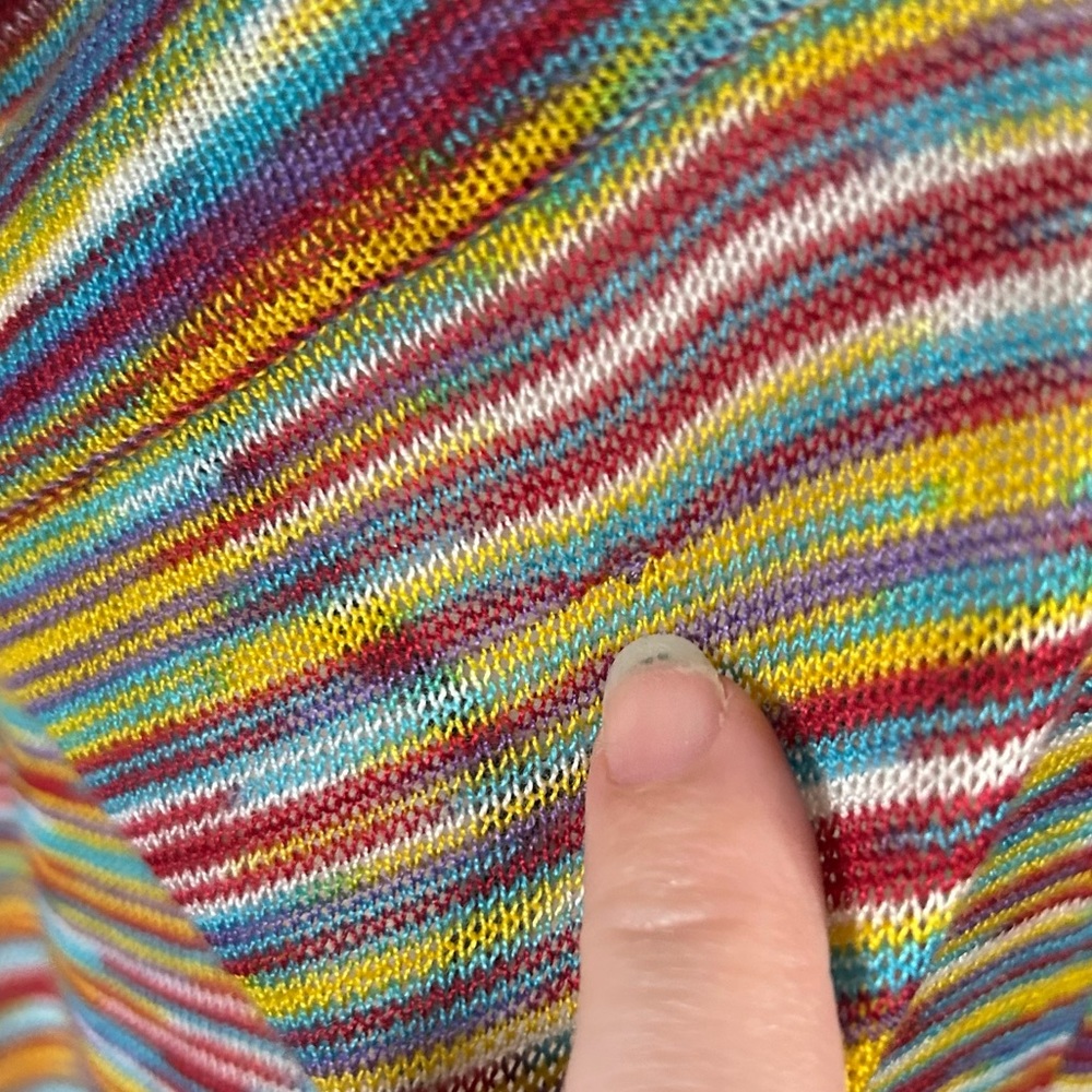 SALE Vertigo Rainbow Knit Cowl Neck Sweater Kimono Sleeve Boho Maximalist XL - Picture 12 of 13